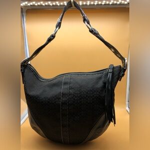 Coach Hobo Signature Shoulder Bag Black Jacquard/Leather 2158